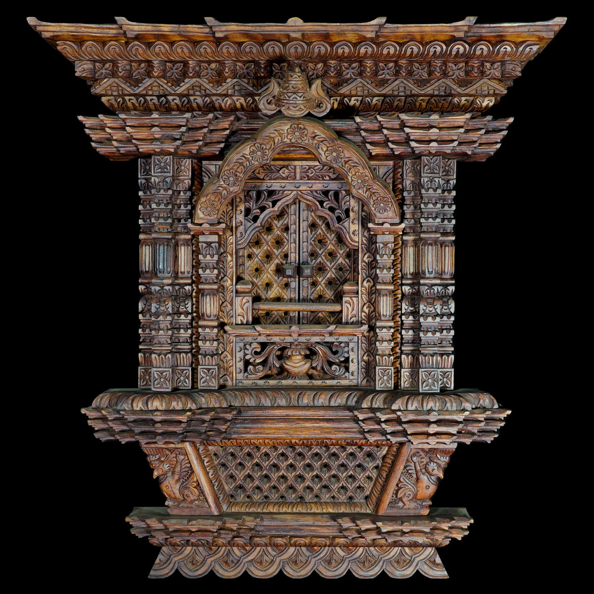 Sacred Wooden Temple Window (Single Sanjhya)